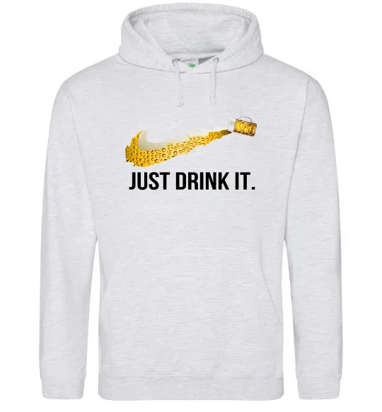 Мужская толстовка (худи) Just drink it Серый меланж фото