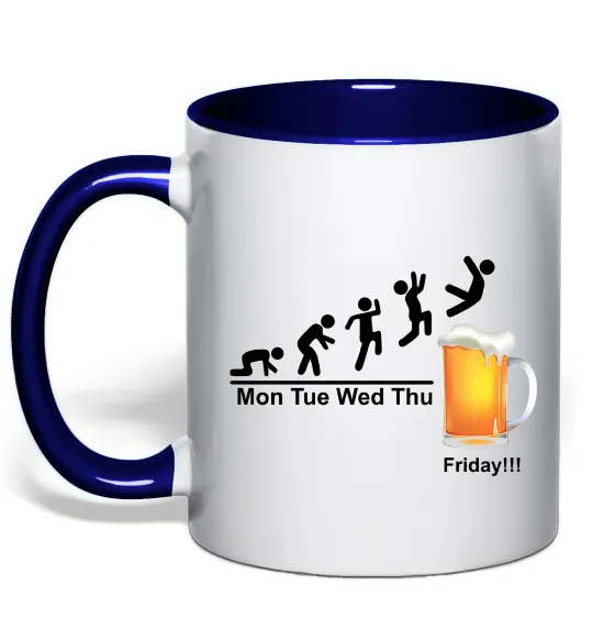 Чашка з кольоровою ручкою Friday beer Глибокий темно-синій фото