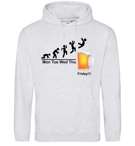Чоловіча толстовка (худі) Friday beer Сірий меланж фото
