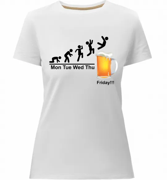 Женская премиум футболка Friday beer Белый фото