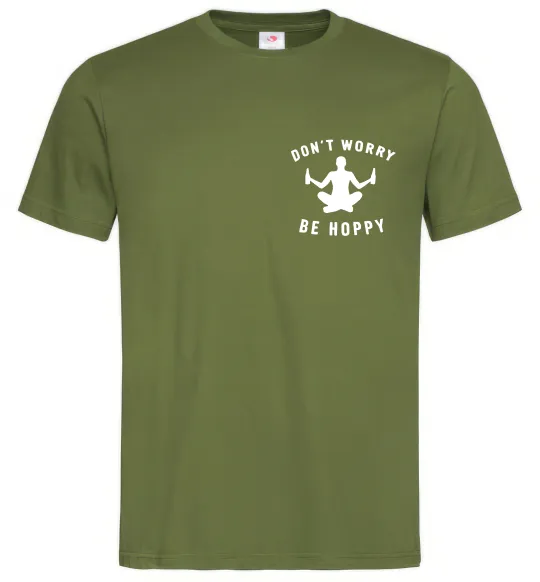 Чоловіча футболка Don`t worry be hoppy Оливковий фото