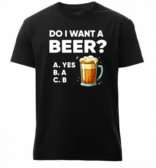 Чоловіча преміум футболка Do i want a beer? Чорний фото