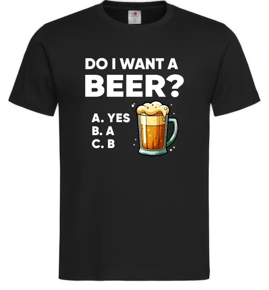 Мужская футболка Do i want a beer? Черный фото