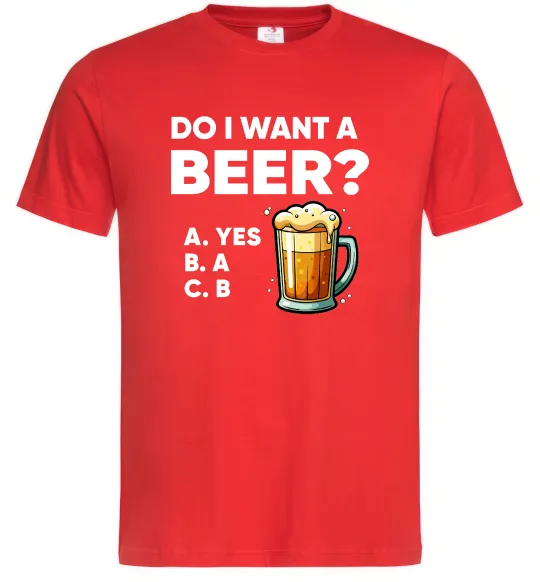 Мужская футболка Do i want a beer? Красный фото