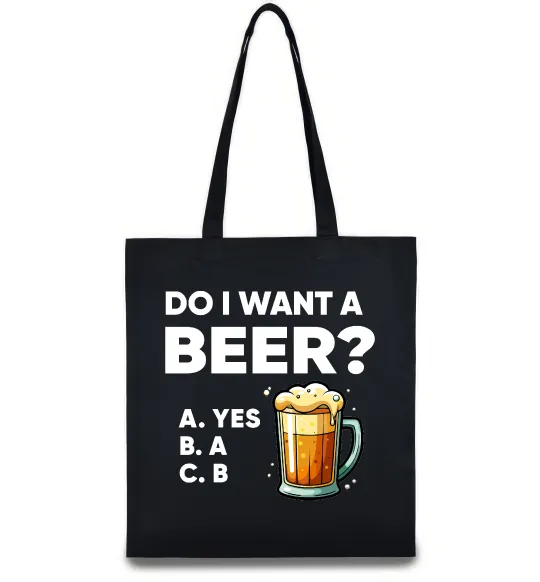 Еко-сумка Do i want a beer? Чорний фото