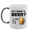 Чашка с цветной ручкой Do i want a beer? Серебро фото