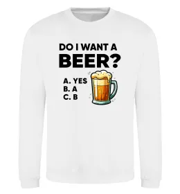 Свитшот Do i want a beer? Белый фото