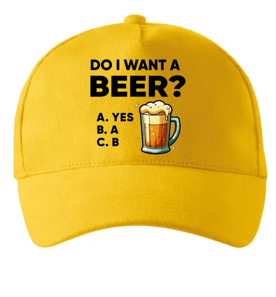 Кепка Do i want a beer? Сонячно жовтий фото