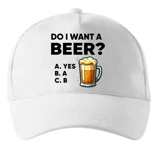 Кепка Do i want a beer? Білий фото