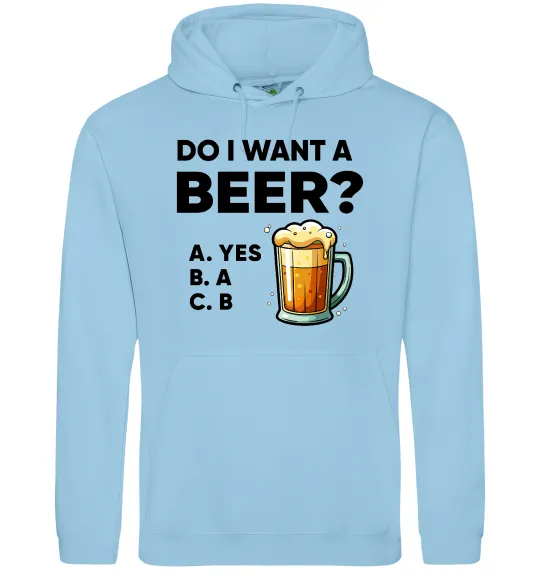 Женская толстовка (худи) Do i want a beer? Голубой фото