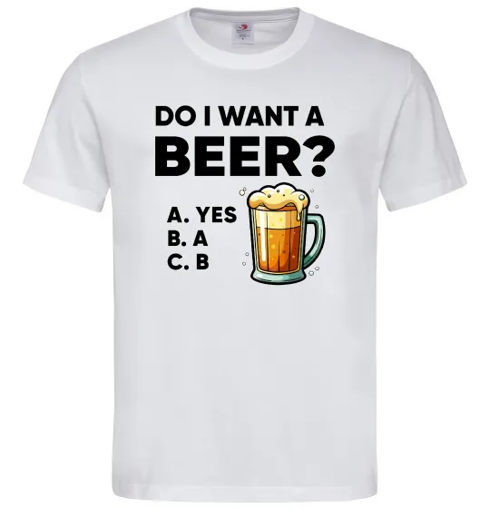 Мужская футболка Do i want a beer? Белый фото