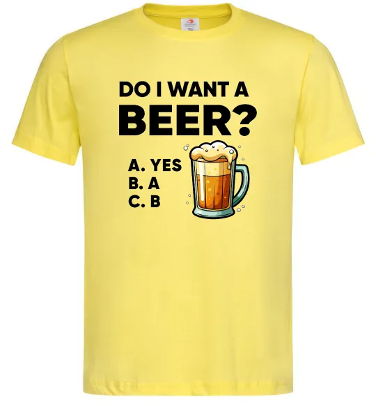Мужская футболка Do i want a beer? Лимонный фото