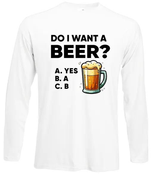 Лонгслів Do i want a beer? Білий фото
