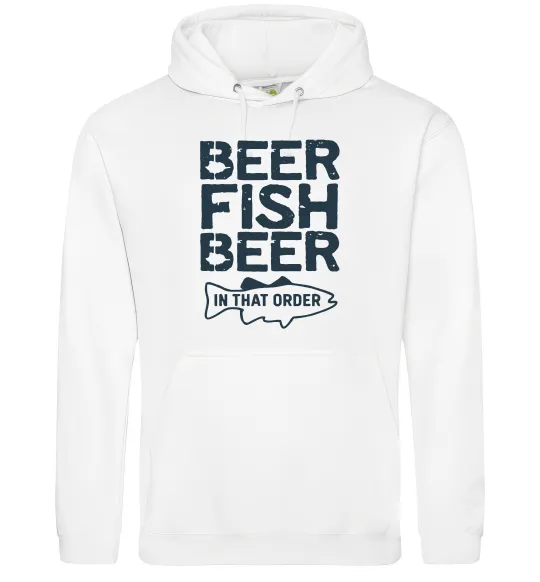 Чоловіча толстовка (худі) Beer fish beer Білий фото