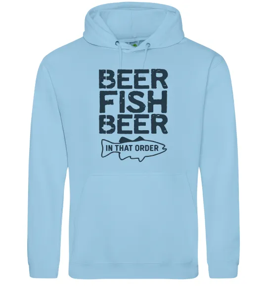 Мужская толстовка (худи) Beer fish beer Голубой фото