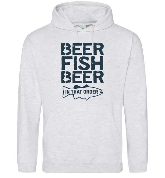 Женская толстовка (худи) Beer fish beer Серый меланж фото