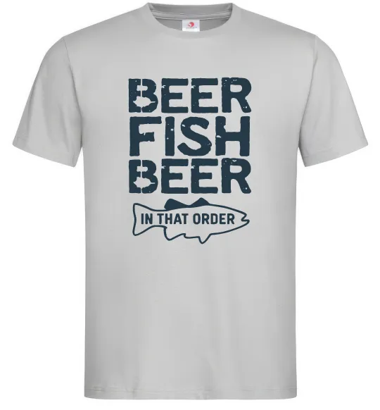 Мужская футболка Beer fish beer Серый фото