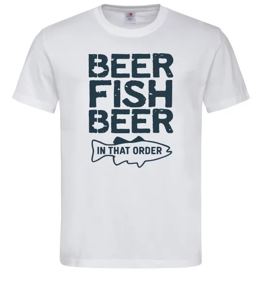 Мужская футболка Beer fish beer Белый фото