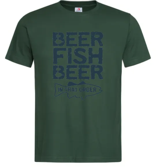 Мужская футболка Beer fish beer Темно-зеленый фото
