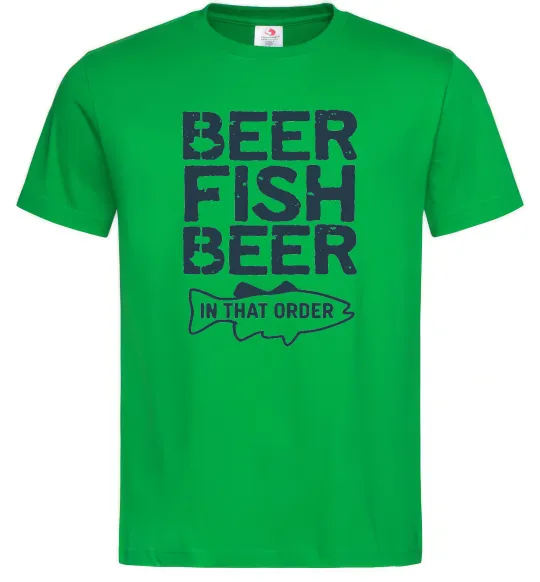 Мужская футболка Beer fish beer Зеленый фото