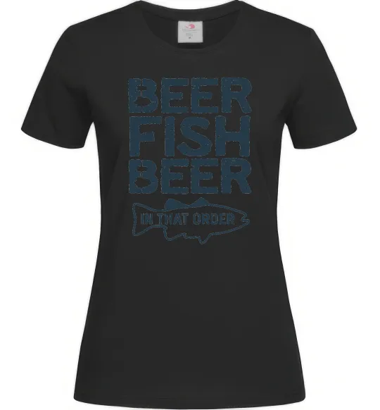 Женская футболка Beer fish beer Черный фото