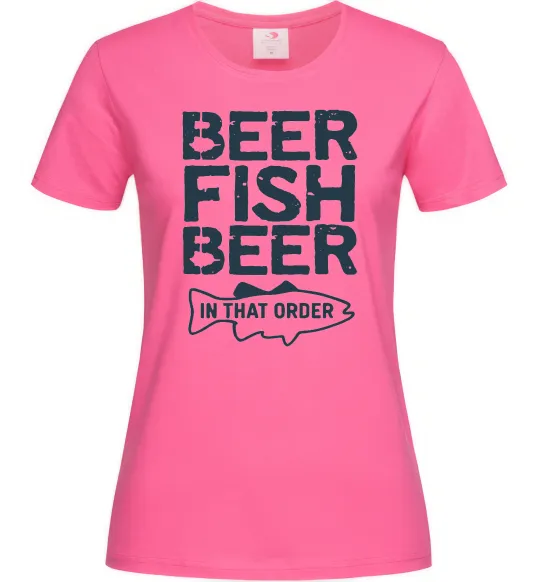 Женская футболка Beer fish beer Ярко-розовый фото