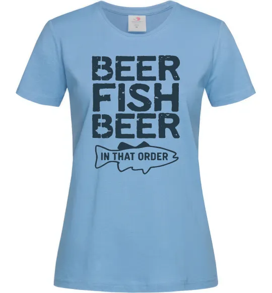 Женская футболка Beer fish beer Голубой фото