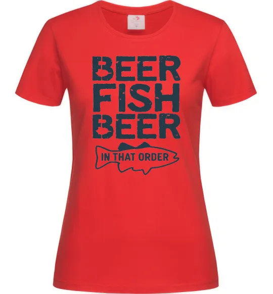 Женская футболка Beer fish beer Красный фото