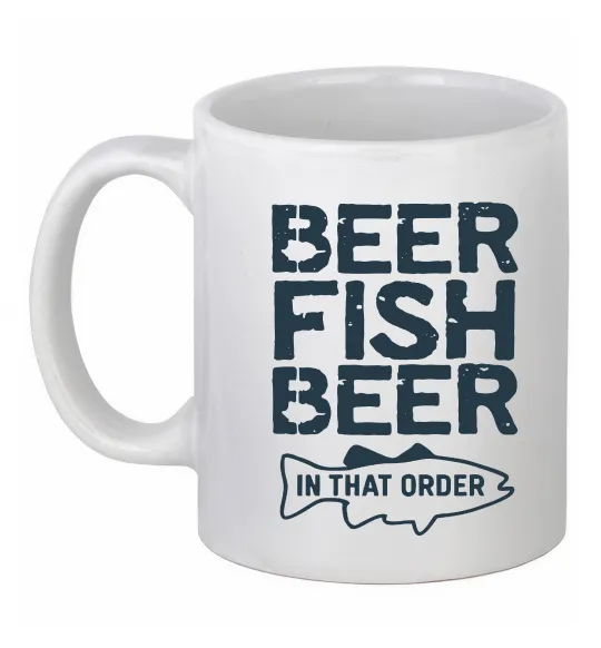Чашка керамічна Beer fish beer Білий фото