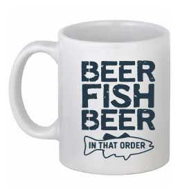 Чашка керамічна Beer fish beer Білий фото