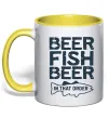 Чашка с цветной ручкой Beer fish beer Солнечно желтый Чашка с цветной ручкой Beer fish beer Солнечно желтый фото