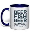 Чашка с цветной ручкой Beer fish beer Глубокий темно-синий Чашка с цветной ручкой Beer fish beer Глубокий темно-синий фото