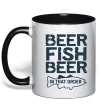 Чашка с цветной ручкой Beer fish beer Черный Чашка с цветной ручкой Beer fish beer Черный фото