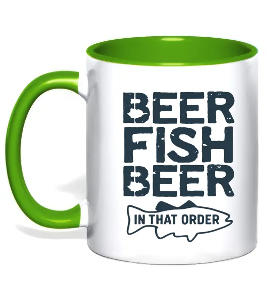 Чашка с цветной ручкой Beer fish beer Лаймовый фото