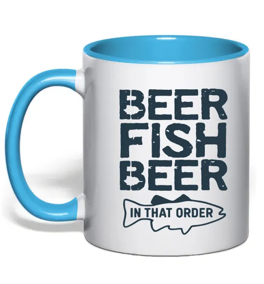 Чашка с цветной ручкой Beer fish beer Голубой фото
