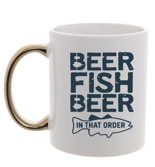 Чашка с цветной ручкой Beer fish beer Золото фото