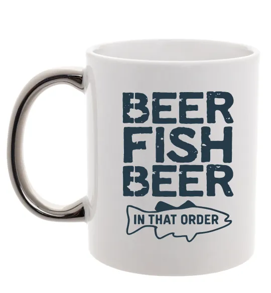 Чашка с цветной ручкой Beer fish beer Серебро фото