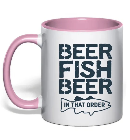 Чашка с цветной ручкой Beer fish beer Нежно розовый фото