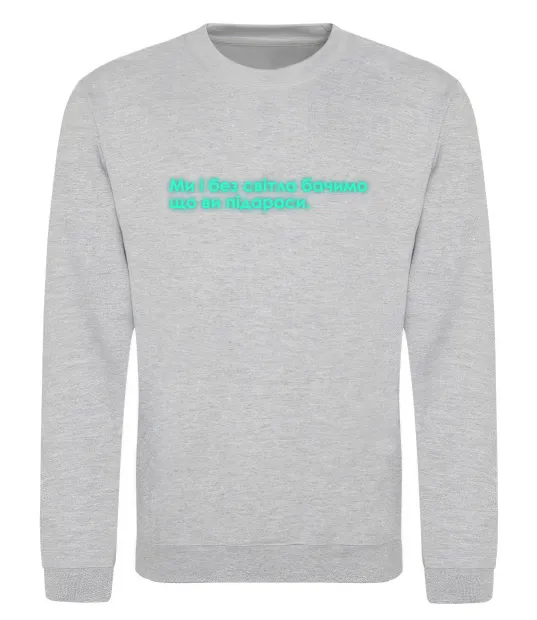 Свитшот Ми і без світла бачимо що ви Серый меланж фото