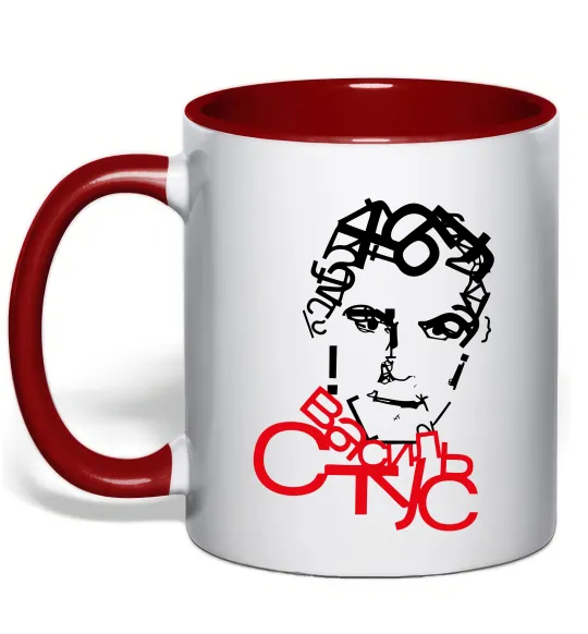 Чашка с цветной ручкой Василь Стус арт Красный фото