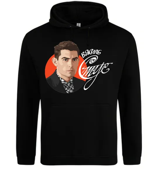 Женская толстовка (худи) Стус Василь портрет та підпис Черный фото