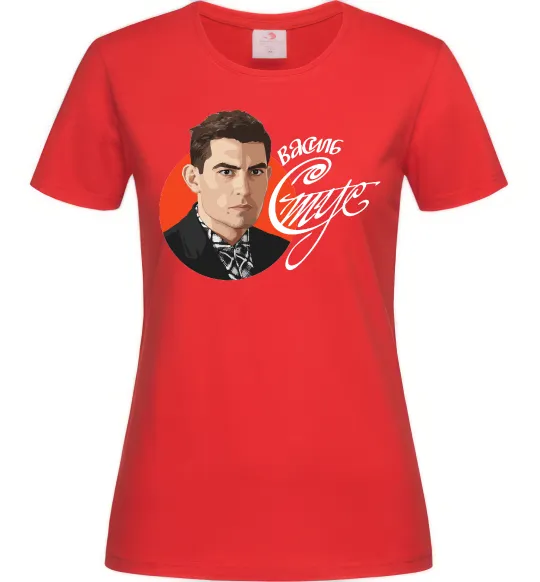 Женская футболка Стус Василь портрет та підпис Красный фото