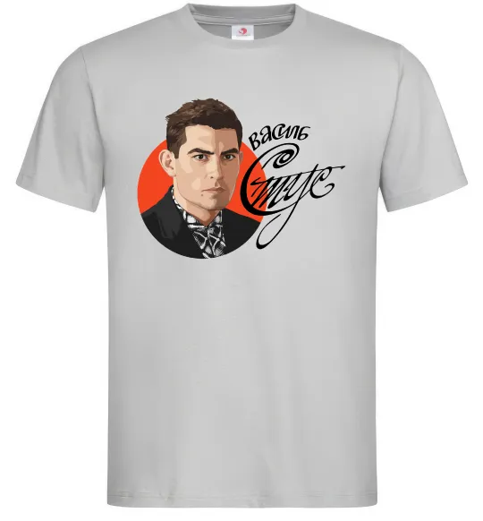 Мужская футболка Стус Василь портрет та підпис Серый фото