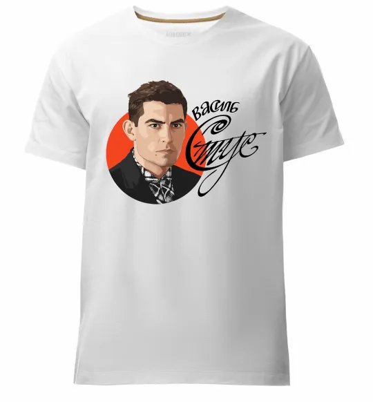 Мужская премиум футболка Стус Василь портрет та підпис Белый фото