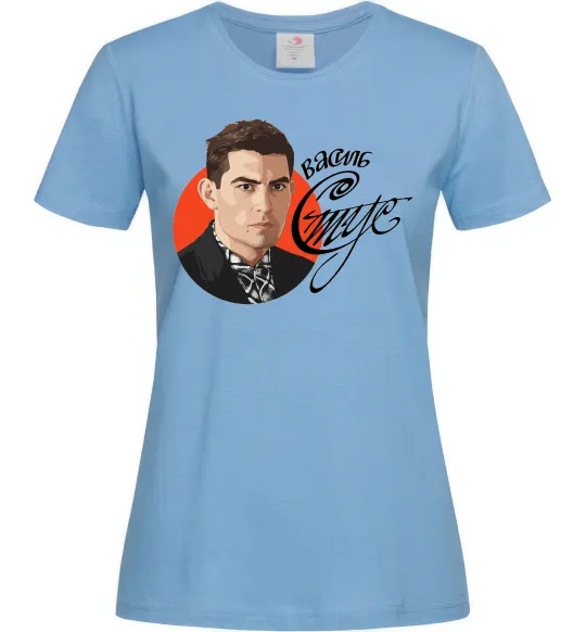 Женская футболка Стус Василь портрет та підпис Голубой фото