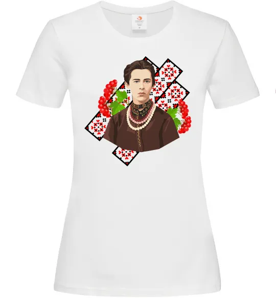 Женская футболка Леся Українка та калина Белый фото