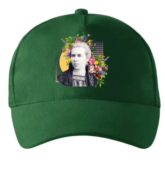 Кепка Леся Українка з квітами Темно-зеленый фото