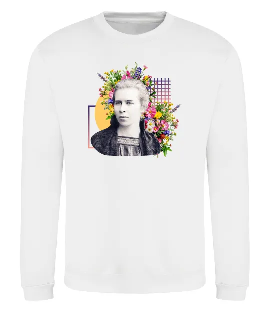 Свитшот Леся Українка з квітами Белый фото