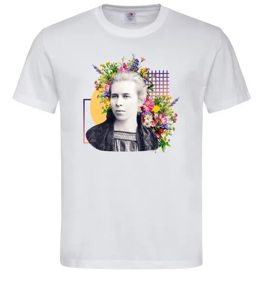Мужская футболка Леся Українка з квітами Белый фото