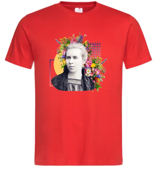 Мужская футболка Леся Українка з квітами Красный фото
